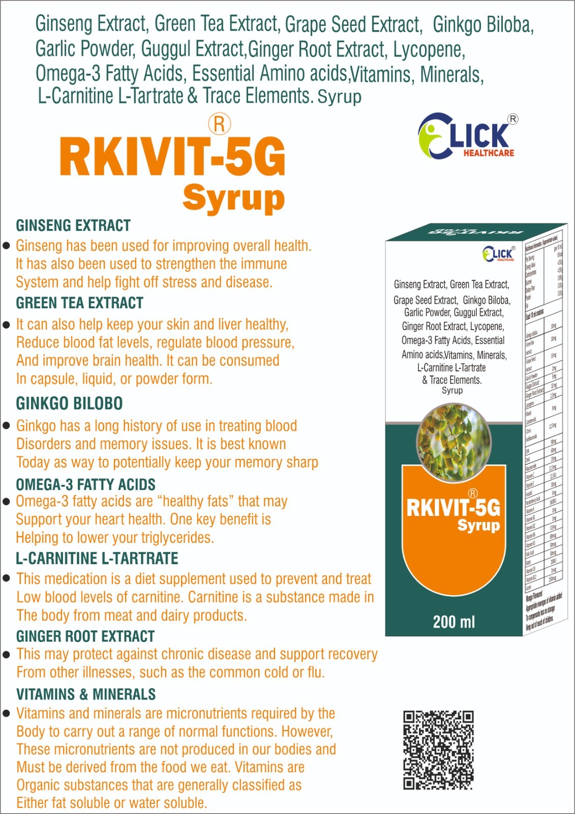 LBL for RKIVIT-5G Syrup